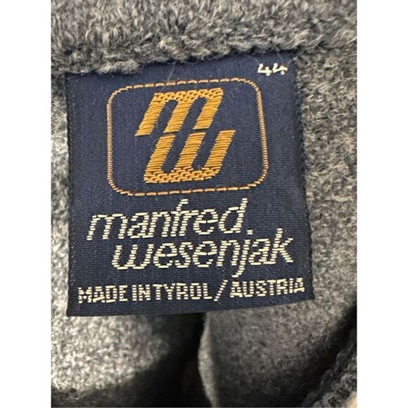 Vintage Manfred Wesenjak grey Solid Knit Mesh Vent Wool Cardigan Adult Size 44 G - Picture 6 of 7